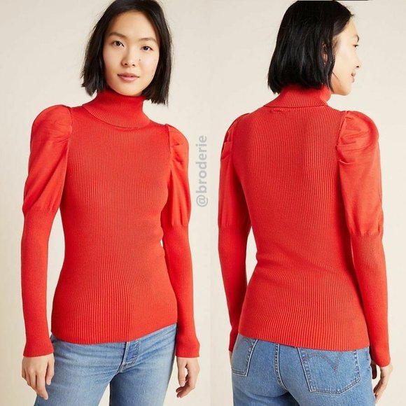 Anthropologie Sweaters - Anthropologie Cecilia Puff-Sleeved Turtleneck